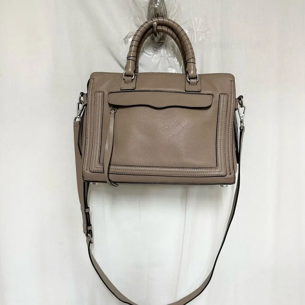 Rebecca Minkoff Bree Taupe Medium Leather Satchel Shoulder Bag